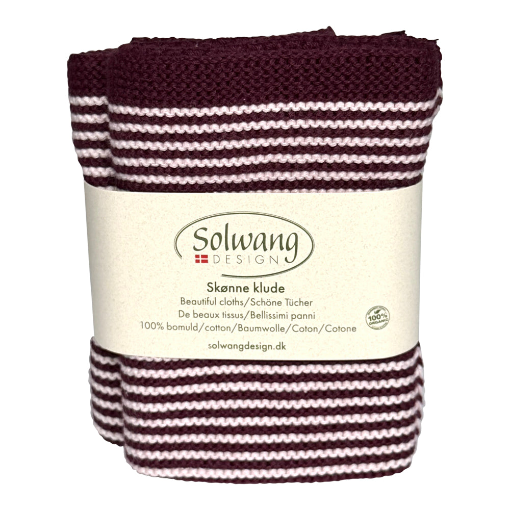 Solwang BIO Wischtücher – Dunkles Bordeaux Streifen