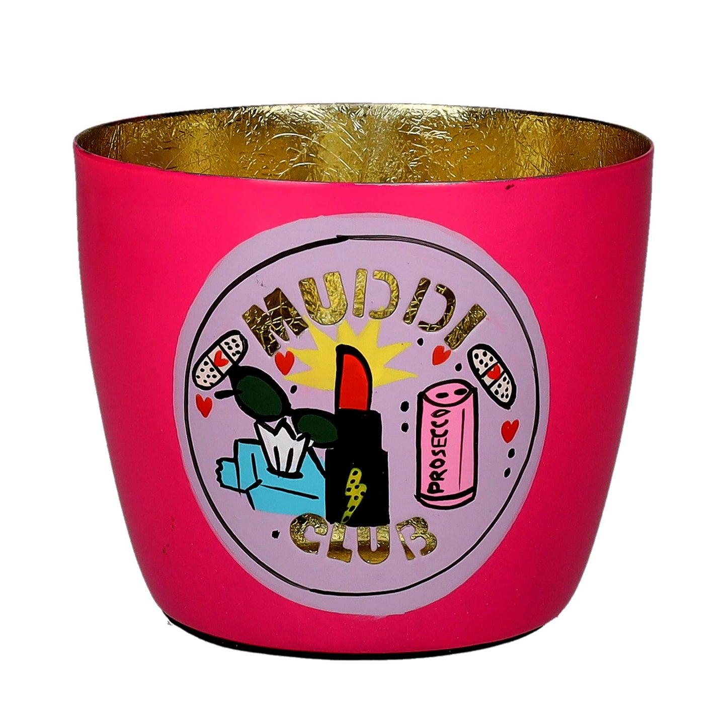 Windlicht "MUDDI CLUB" - hot pink/gold