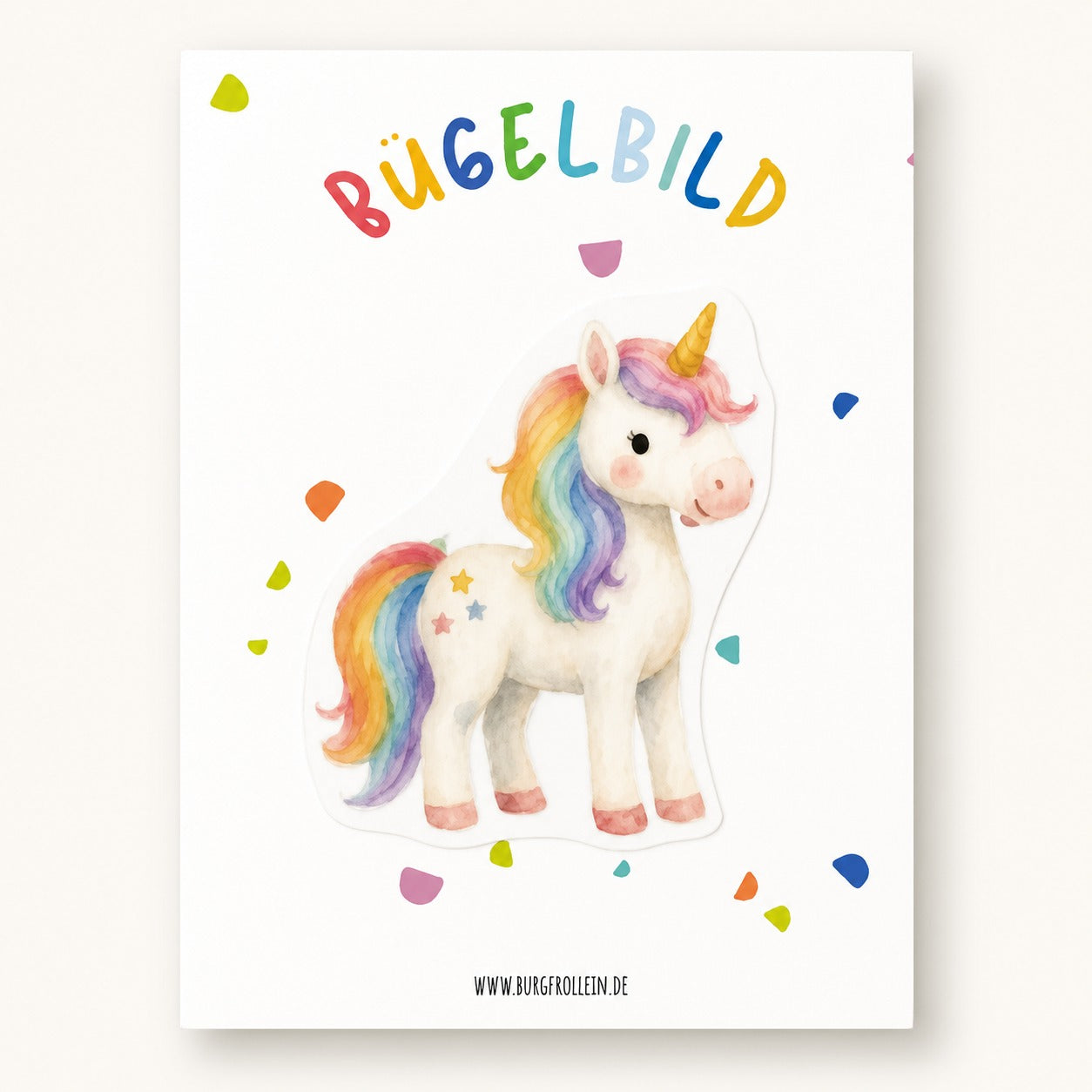 Bügelbild "Einhorn Regenbogen" zum Aufbügeln (A6)