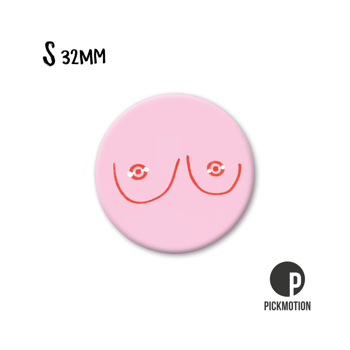 Magnet rund 32mm "Boobs Pink“