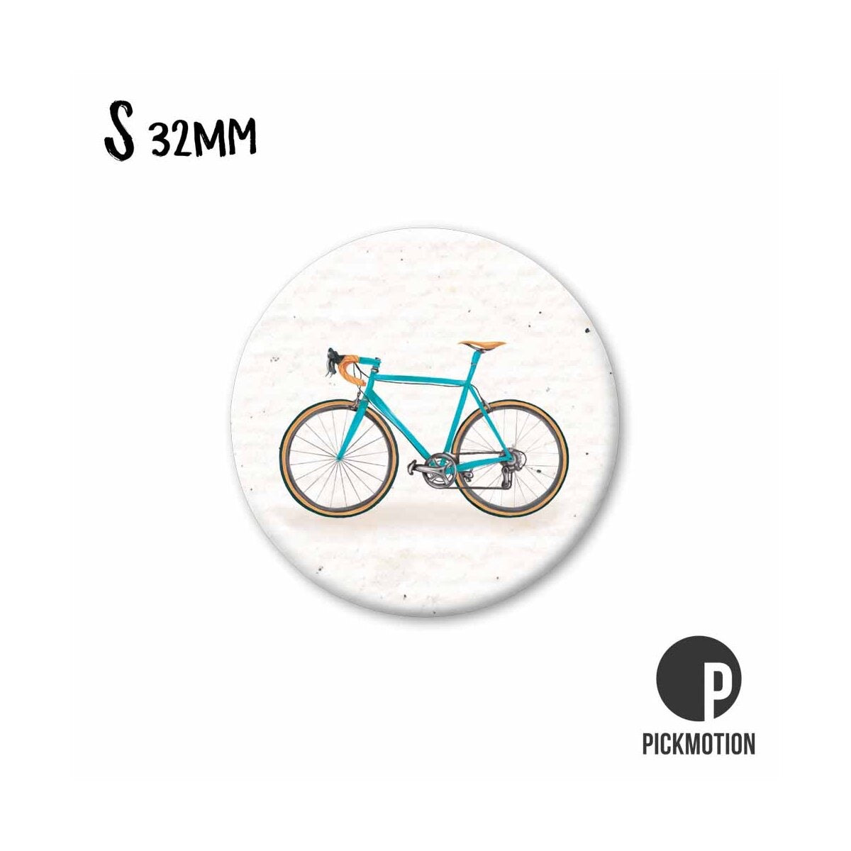 Magnet round 32mm "Blue Racing Bike"