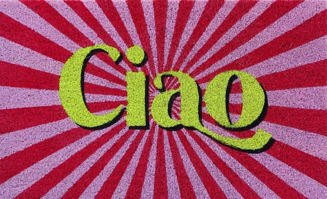 DEURMAT, "CIAO" -roze/pink/geel