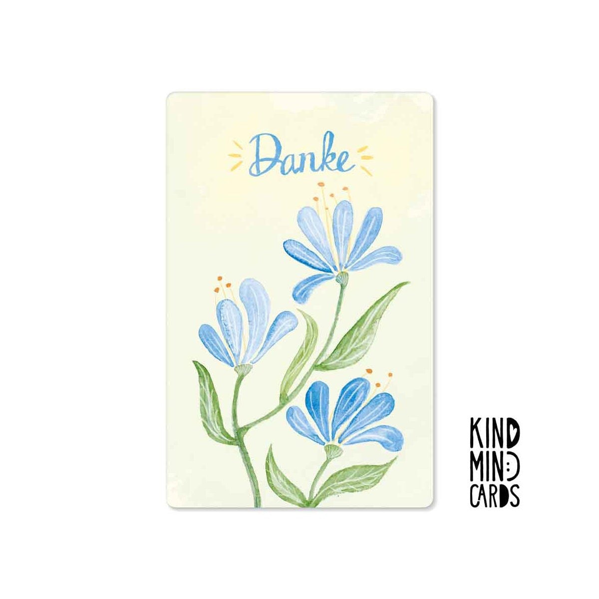 Kind Mind Card "Bedankt blauwe bloemen"