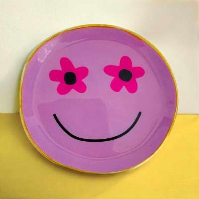 Decorative Bowl L "Smiley" Purple