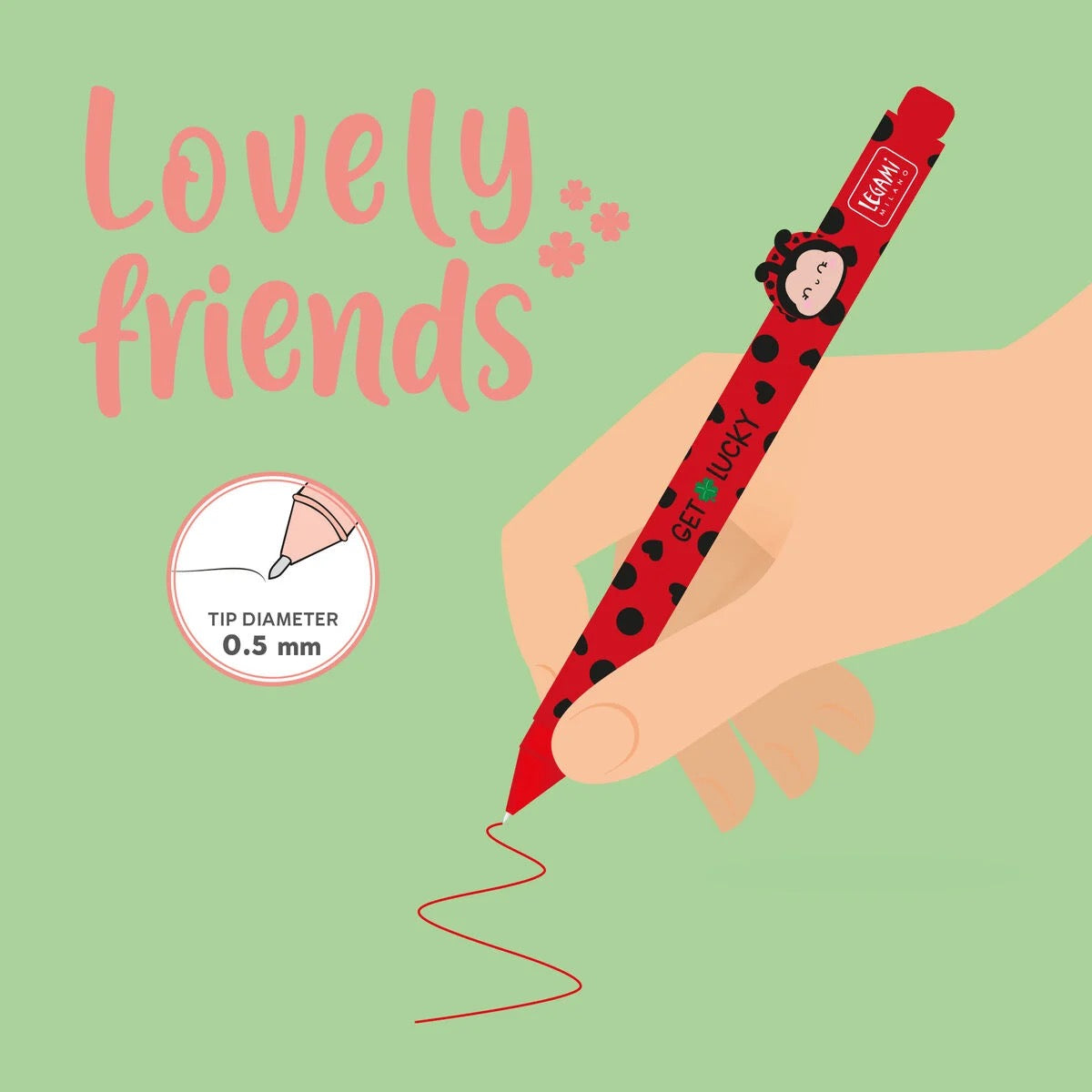 Gelstift mit Deko-Tierchen Ladybug „Get Lucky“ - Lovely Friends