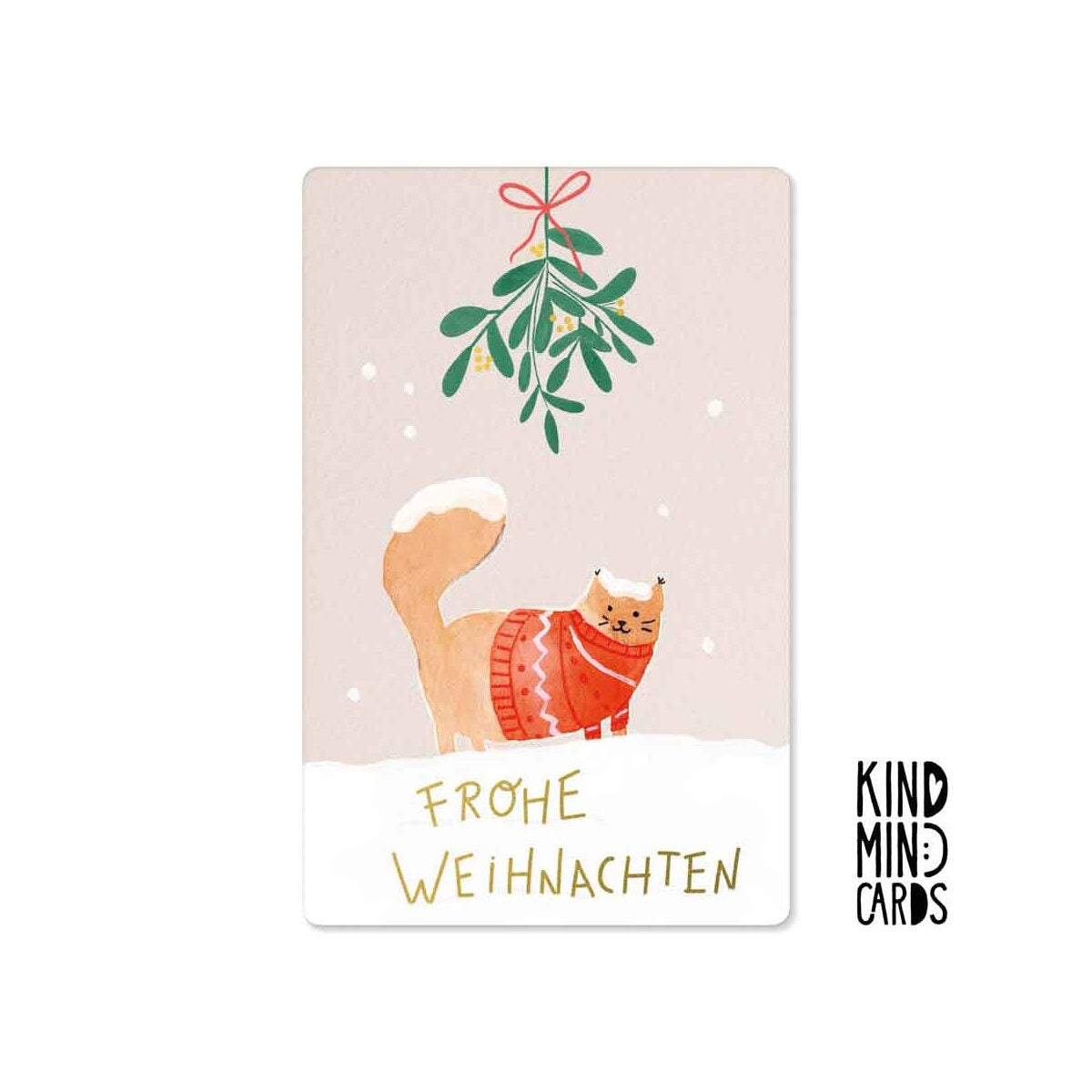 Kind Mind Card "Merry Christmas Mistletoe Cat"