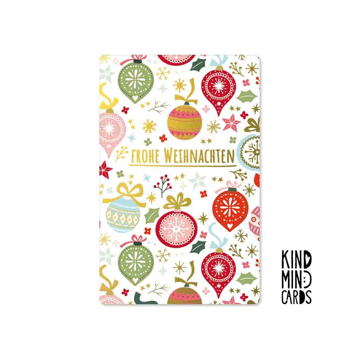 Kind Mind Card "Merry Christmas Bauble Pattern"