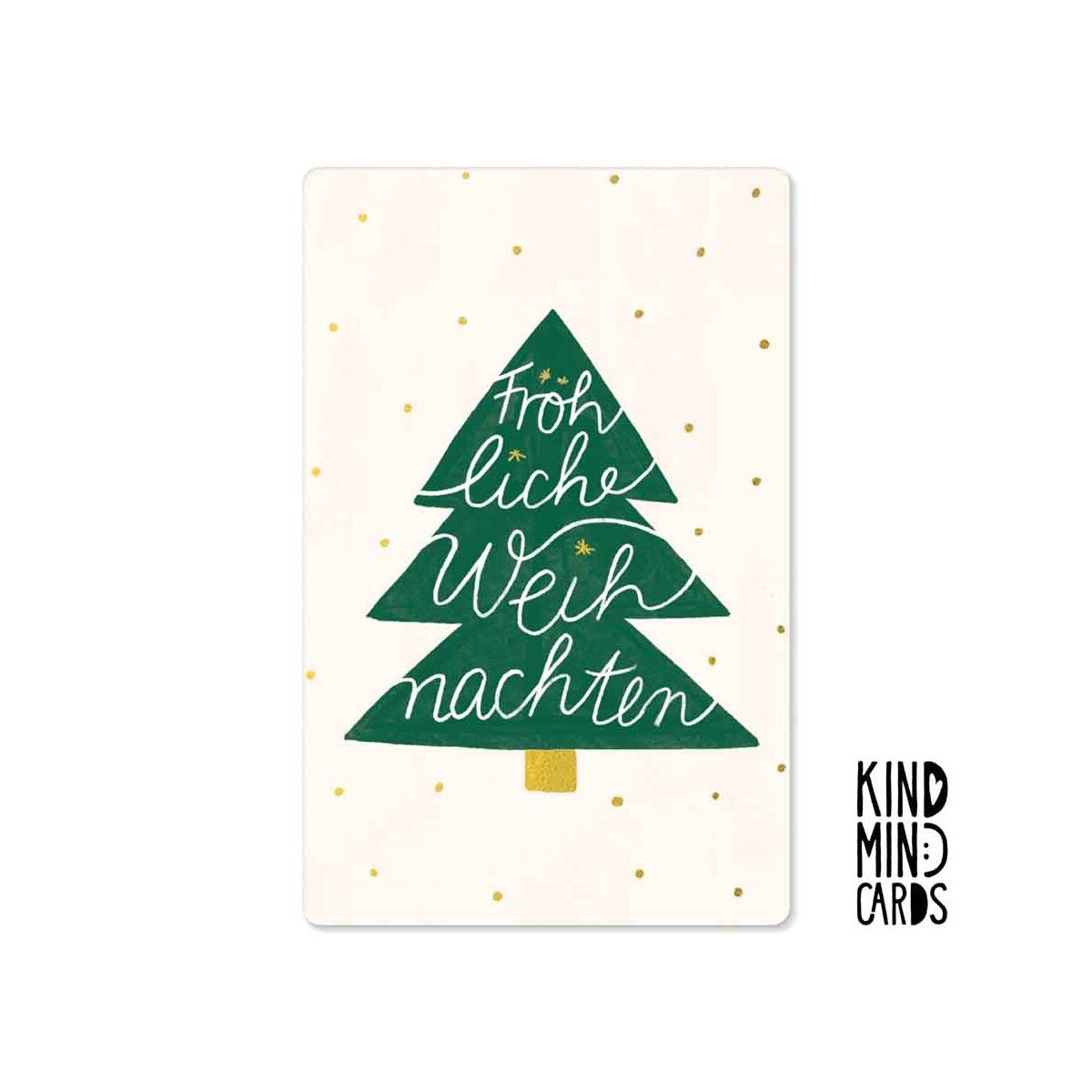 Kind Mind Card "Merry Christmas Tree Lettering"