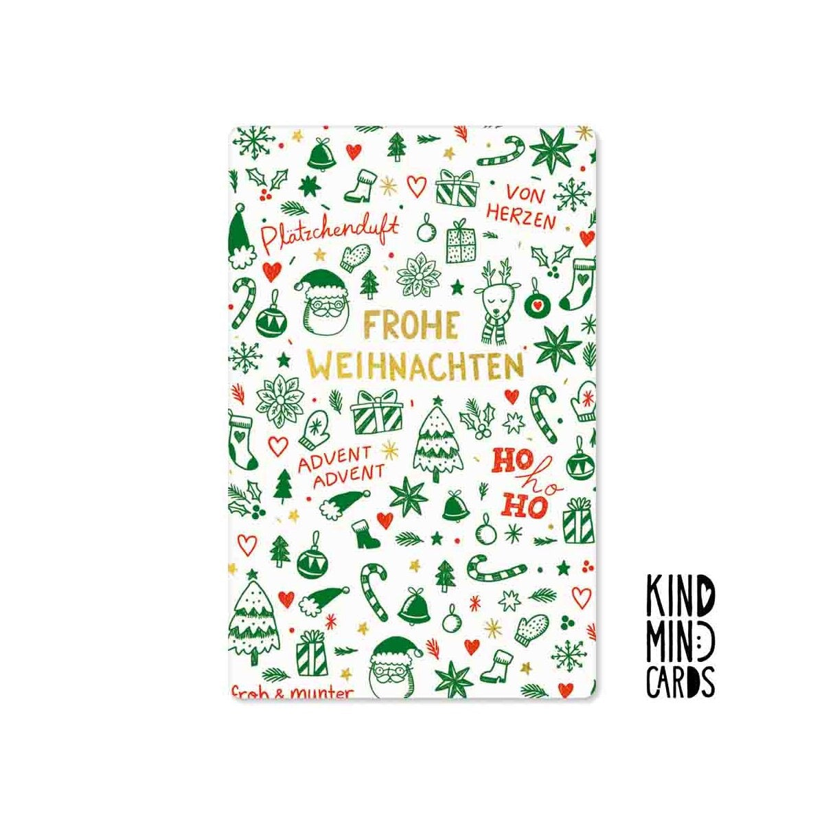 Kind Mind Card "Merry Christmas Pattern Green"