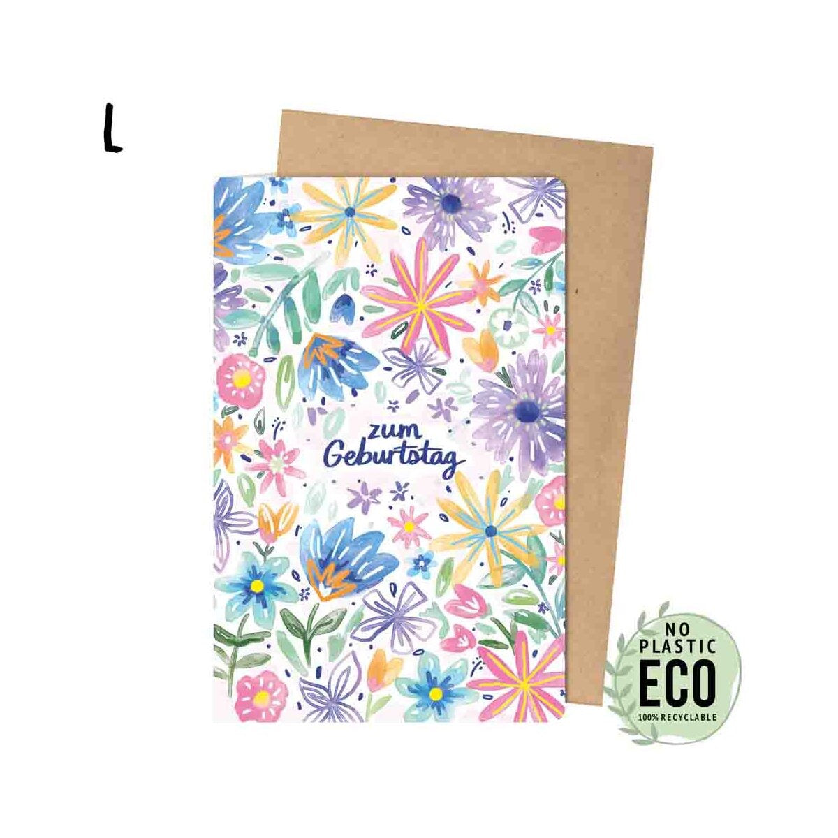 KIND MIND GREETING L „Zum Geburtstag“ – Blumenmuster