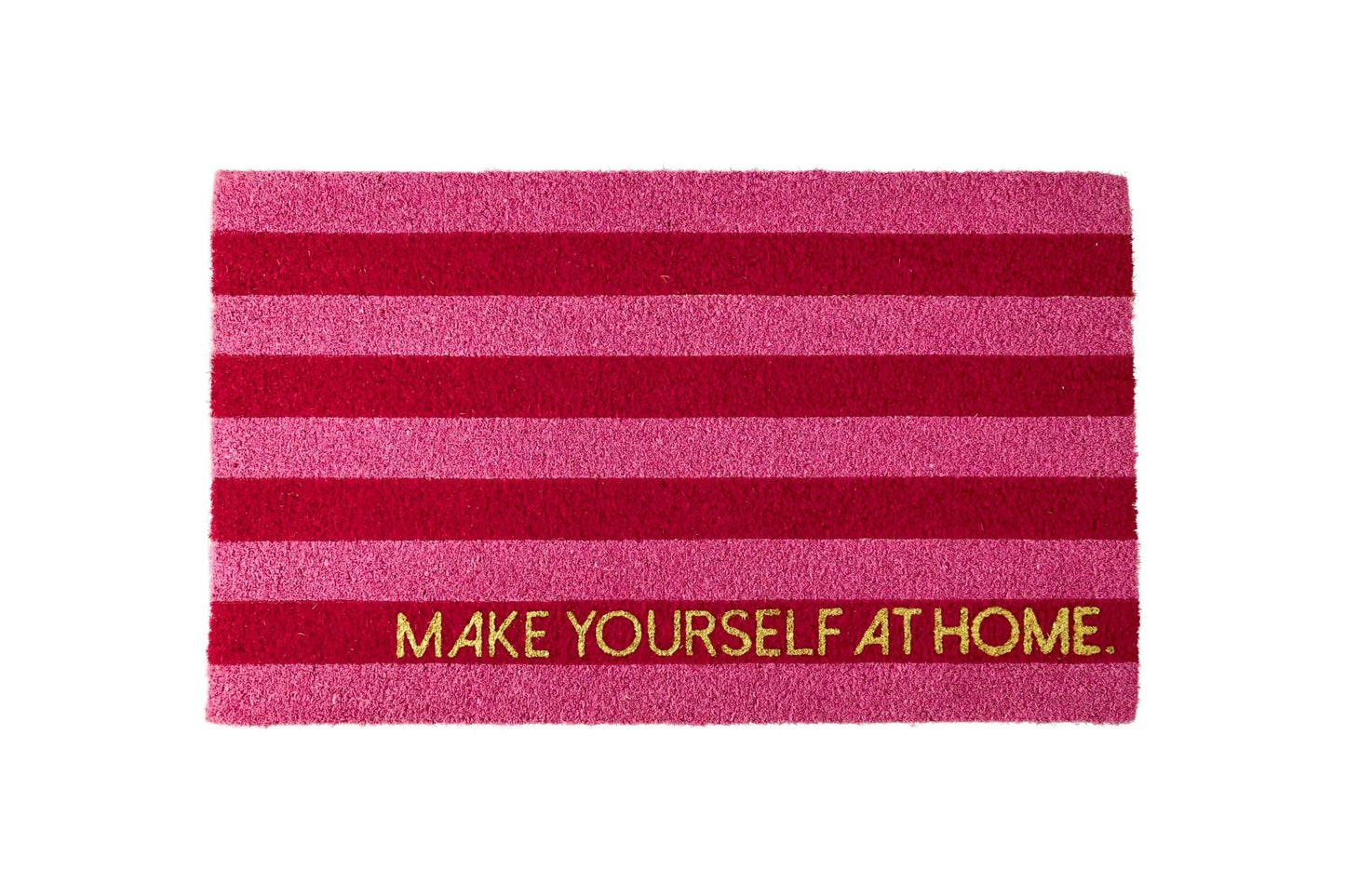 FUSSMATTE, "Make yourself at home", gestreift, rosa