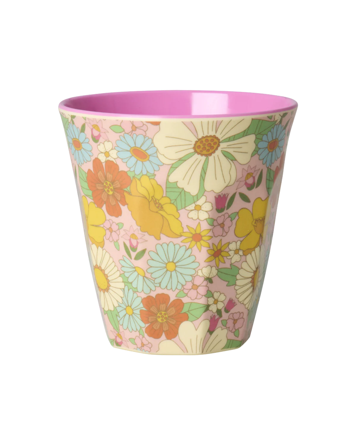 Melamin Becher medium- rosé -flower power Print