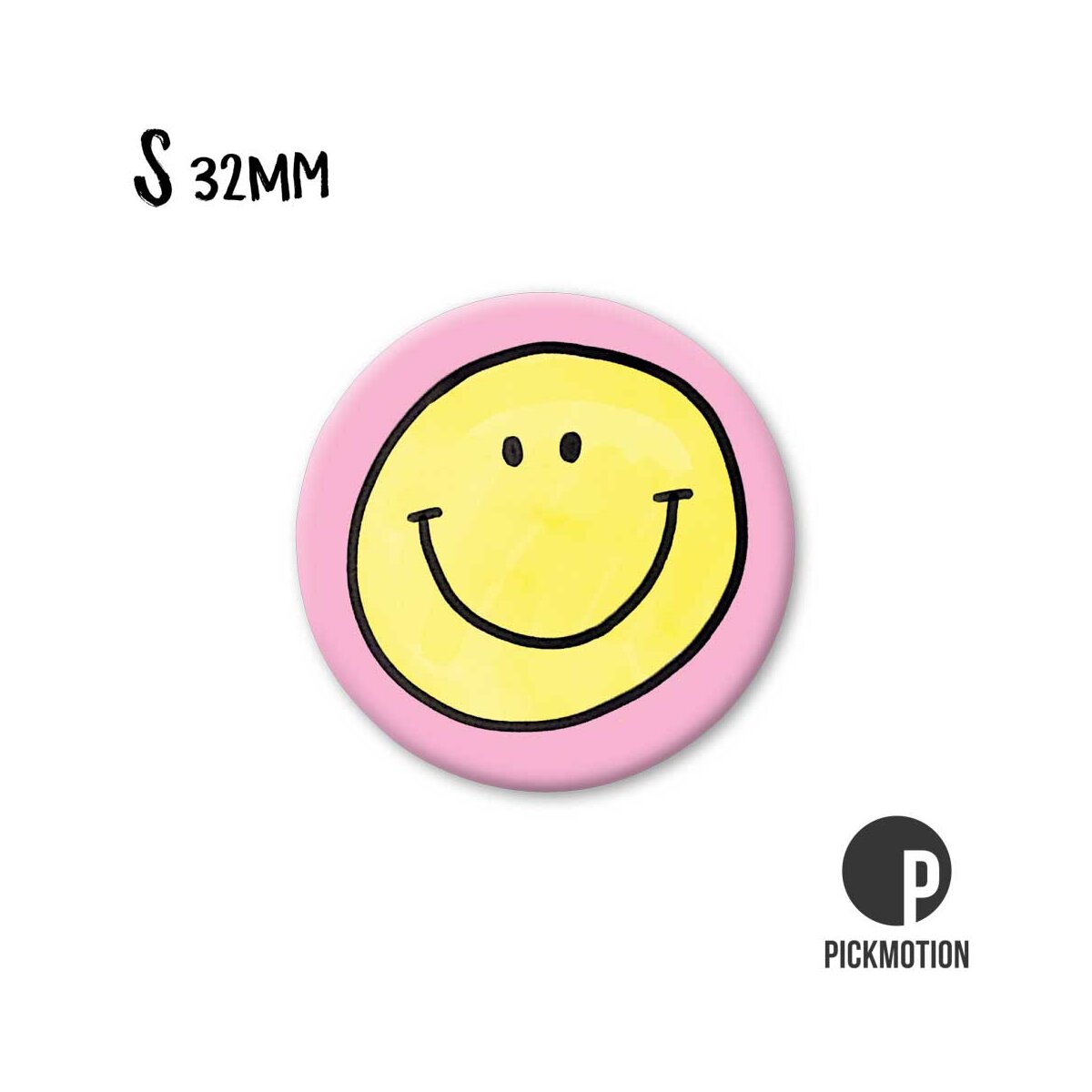 Magneet rond 32 mm "Smiley geel"