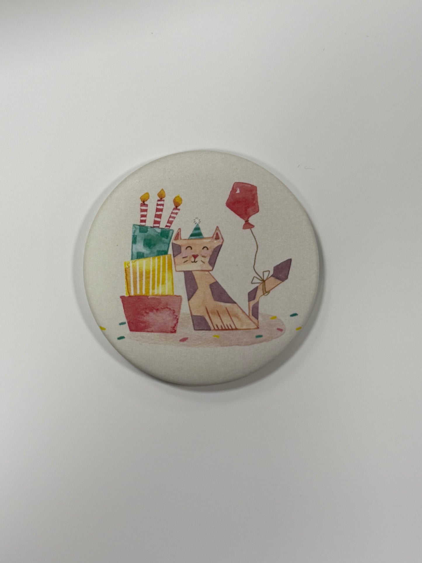Round magnet 56mm "Cat Birthday"