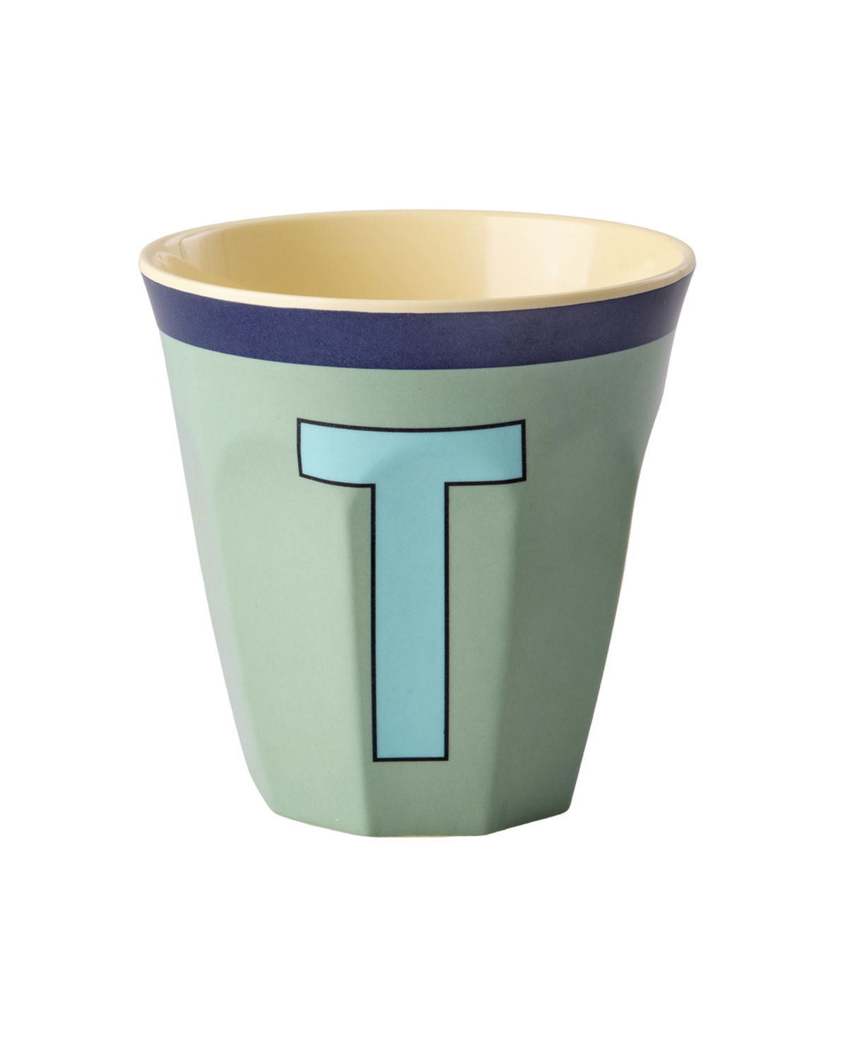 Buchstabenbecher "T" Vintage in Khaki von Rice, 250ml