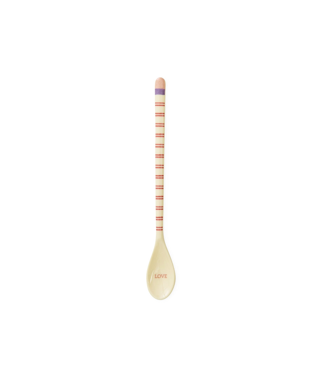 Latte Spoon - Cream - Stripey Love Print