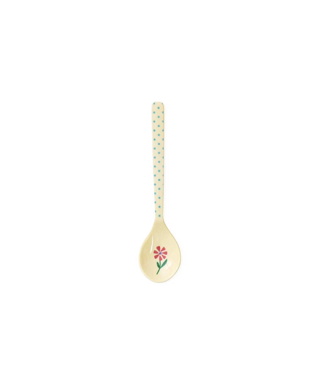 Theelepel - Crème - Stippen- en Bloemenprint