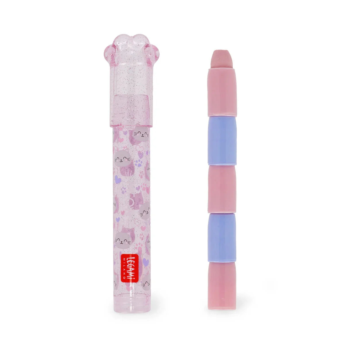 Stapelbarer Radiergummistift "Meow Kitty" mit Katzen-Motiv von Legami (mit Blaubeer-Duft)