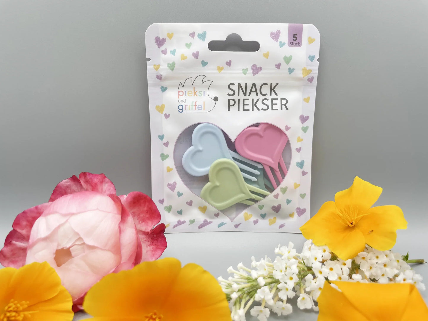 Heart Snack Picks "Love is all we need" by Pieksi & Griffel, Set of 5