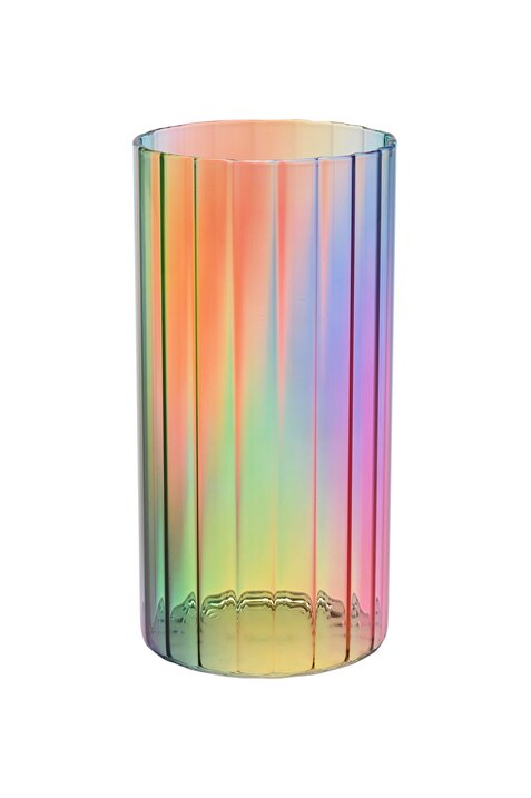 JACQUARD, VASE, STREIFEN, H20CM, MEHRFARBIG/IRISIEREND – Dein Raum der Wünsche