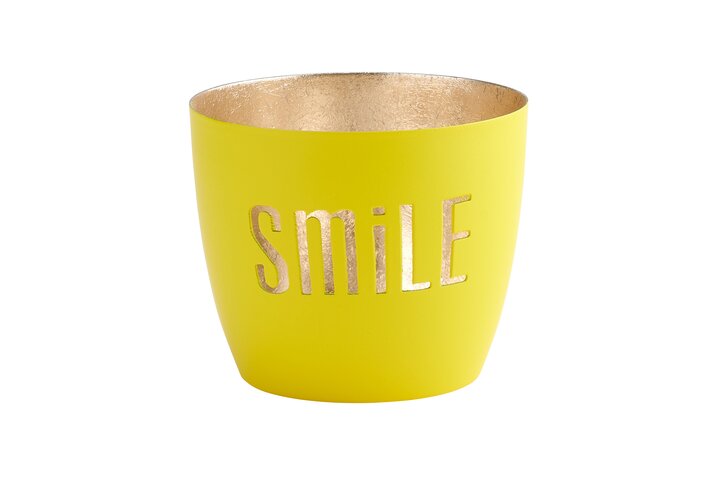 Windlicht Smile neon gelb