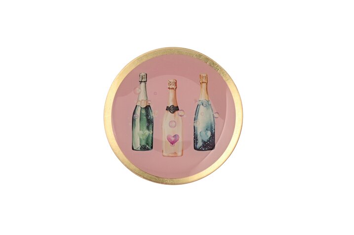 Glazen bord "Champagneflessen"