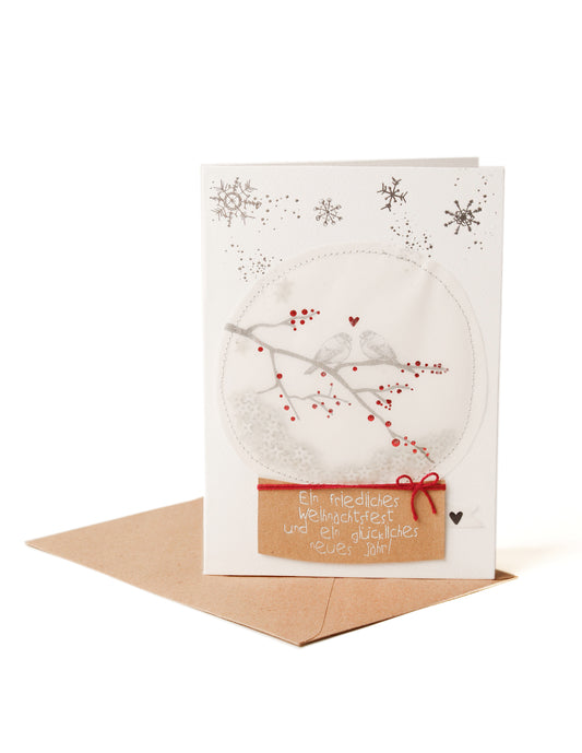 Schneekugelkarte Ein friedliches Weihnachtsfest und ein glückliches neues Jahr!
