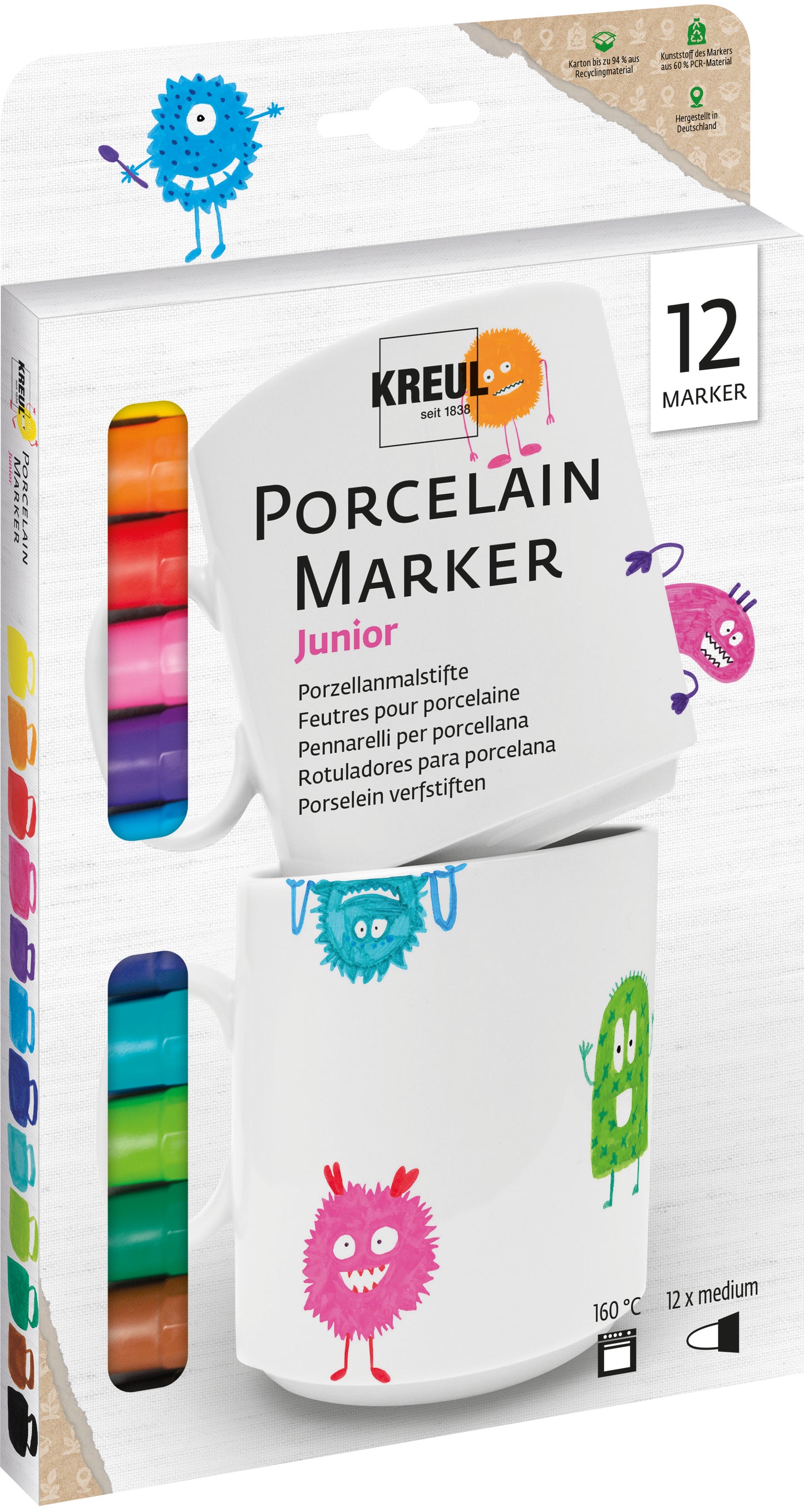 KREUL Porcelain Marker Junior – 12er Set (Medium)