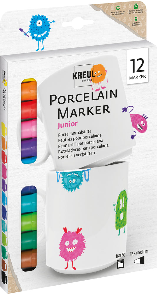 KREUL Porcelain Marker Junior – 12er Set (Medium)
