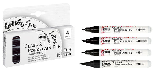KREUL Glass & Porcelain Pen Handlettering – 4er Set