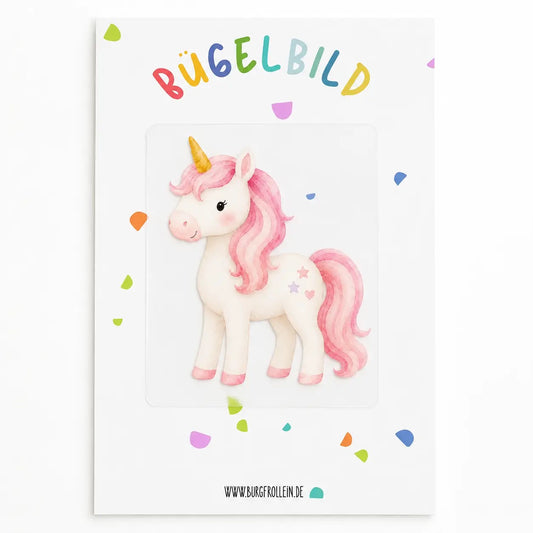 Bügelbild "Einhorn rosa" zum Aufbügeln