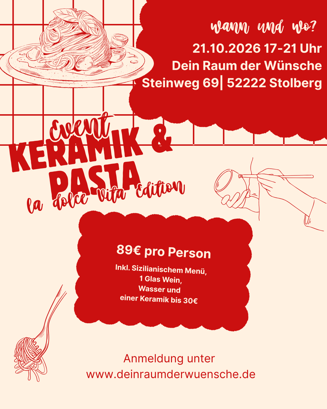 Keramik & Pasta -La dolce vita-Edition 21.10.2026 17-21 Uhr