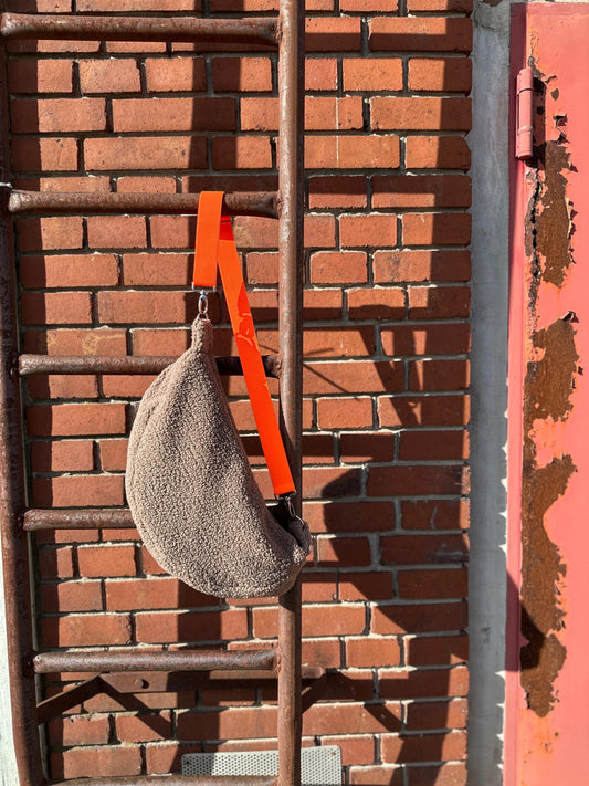CROSSBODY BAG - TEDDY MOCCA + NEON ORANGE