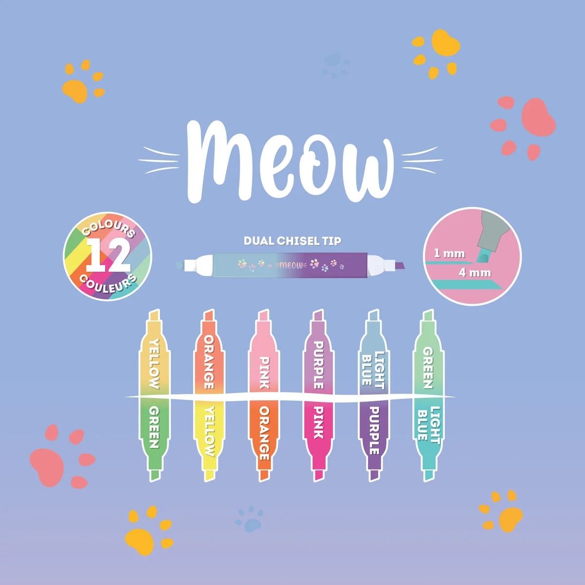 Textmarker-Set "Meow Kitty" mit Doppelspitzen von Legami