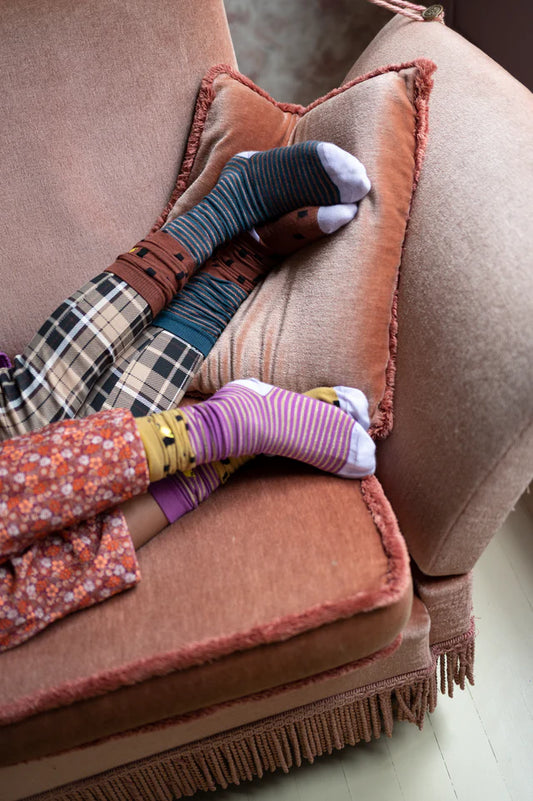 Kniehohe Socken braun/türkis