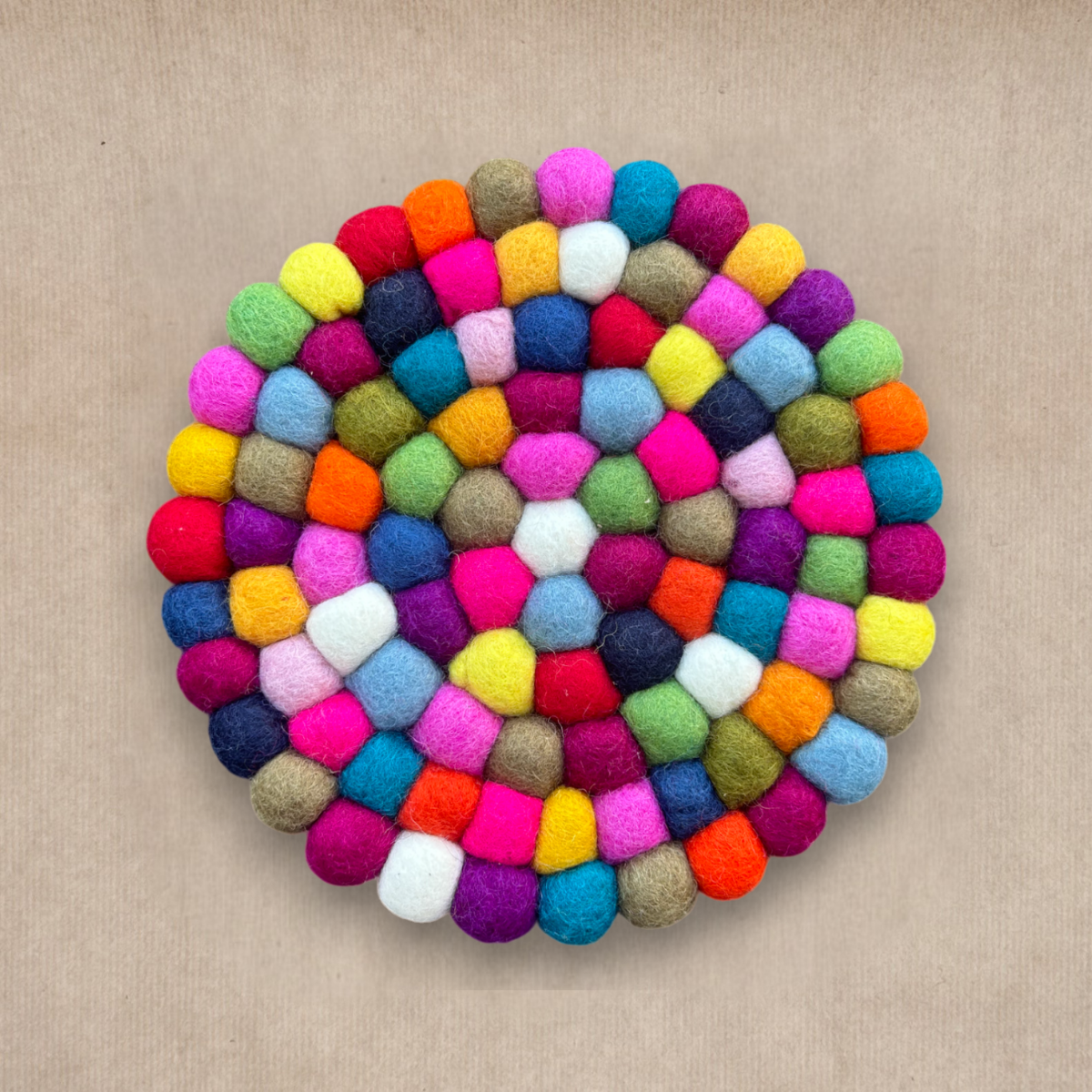 Bunte Filzkugel-Untersetzer – Nieuwe Heidi 19 cm