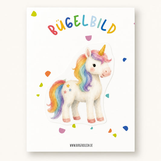 Bügelbild "Einhorn Regenbogen" zum Aufbügeln (A6)