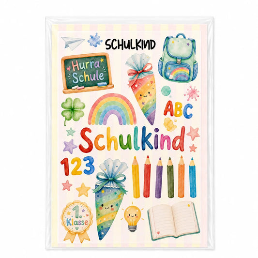 Bügelbilder Set „Schulkind“ zum Aufbügeln (DIN A5)