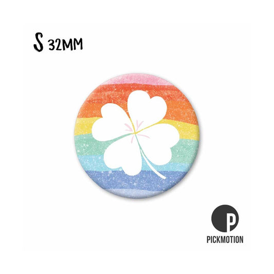 Magneet rond 32mm "Klavertje Regenboog"