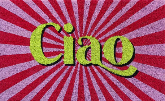 DEURMAT, "CIAO" -roze/pink/geel
