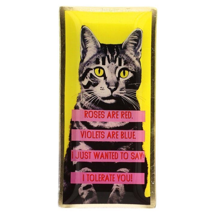 Glasteller "KATZE" gelb