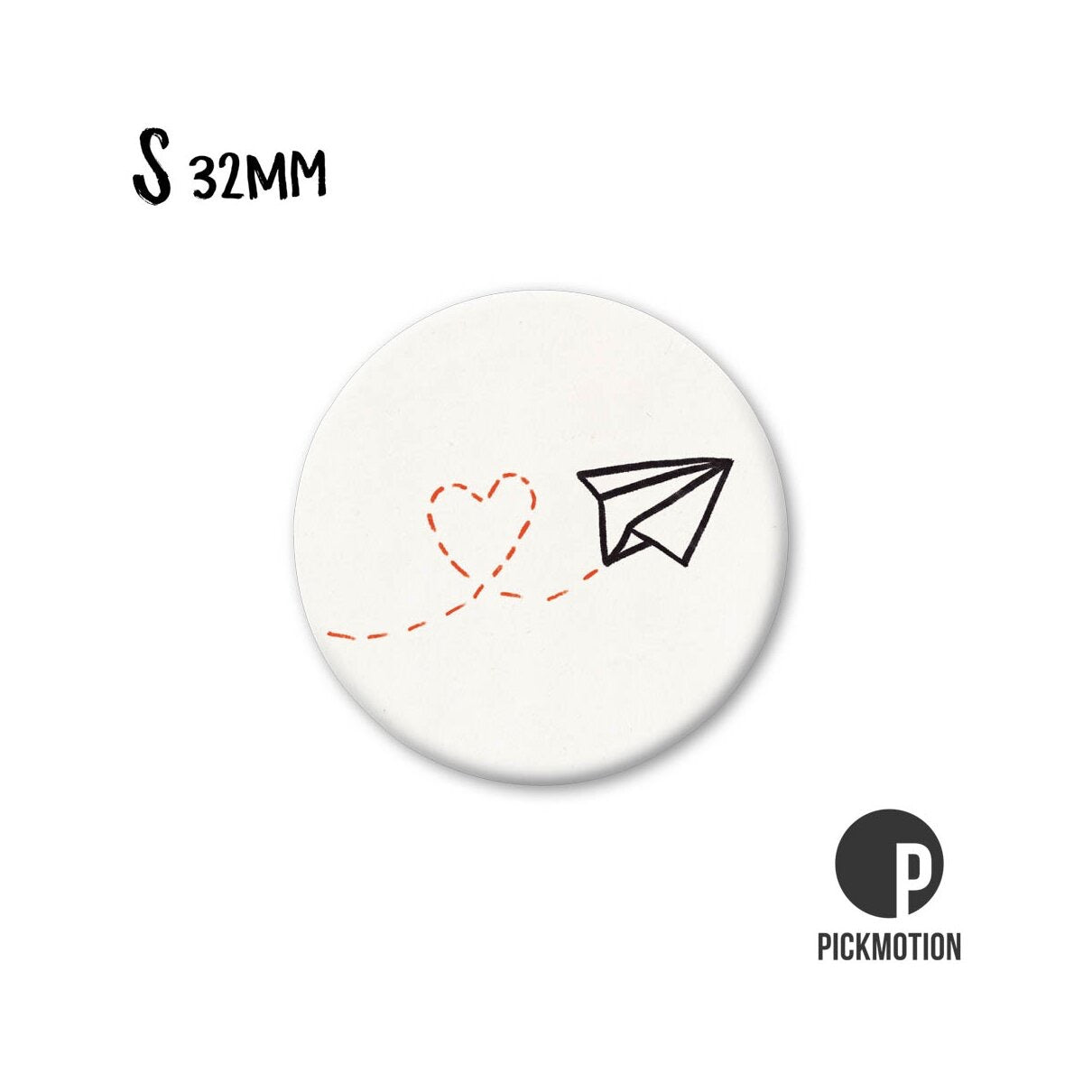 Magneet rond 32mm "Papieren vliegtuigjes liefde"