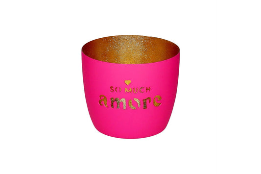 Windlicht "So much amore"Hot Pink/Gold