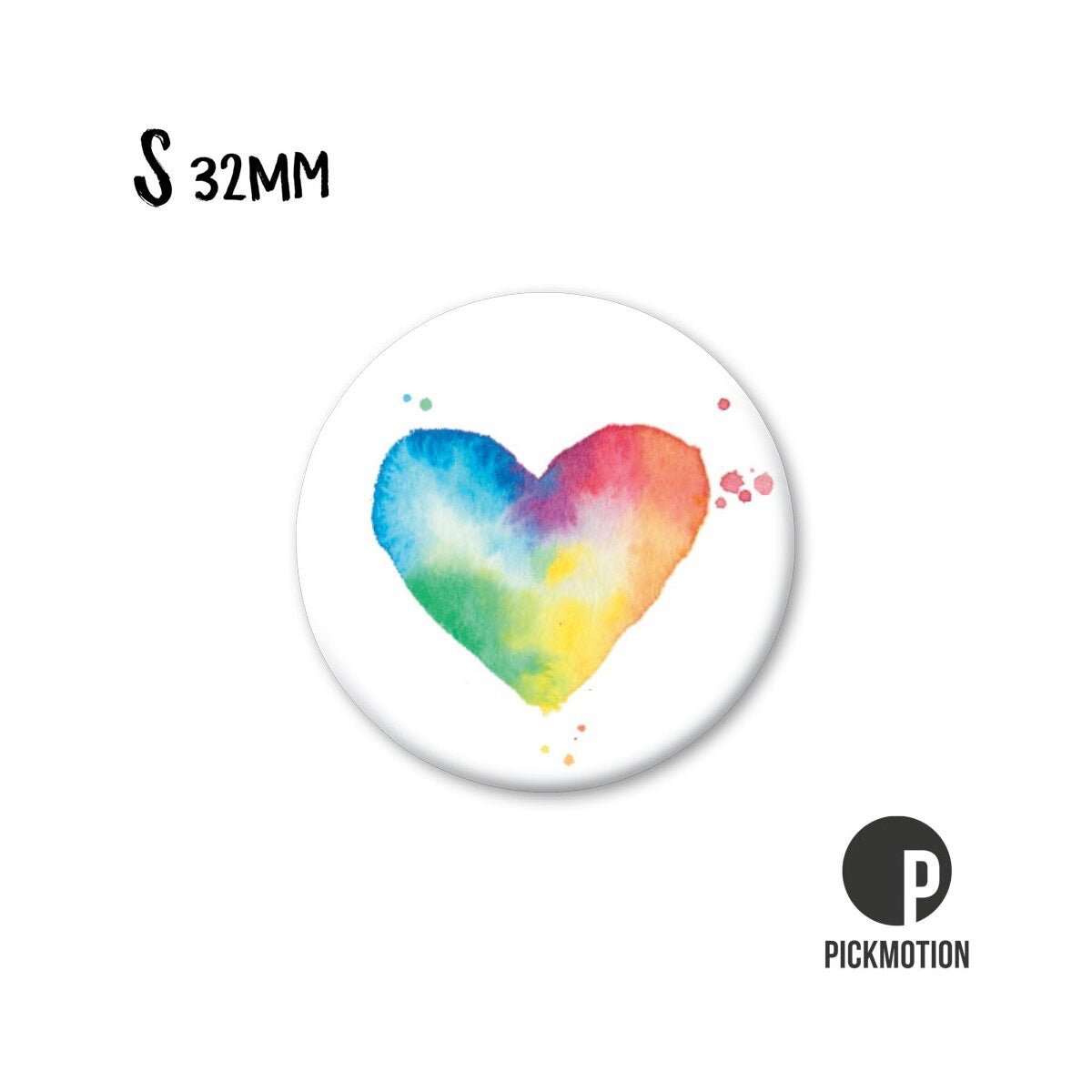 Magnet round 32mm "Rainbow Heart Watercolor"