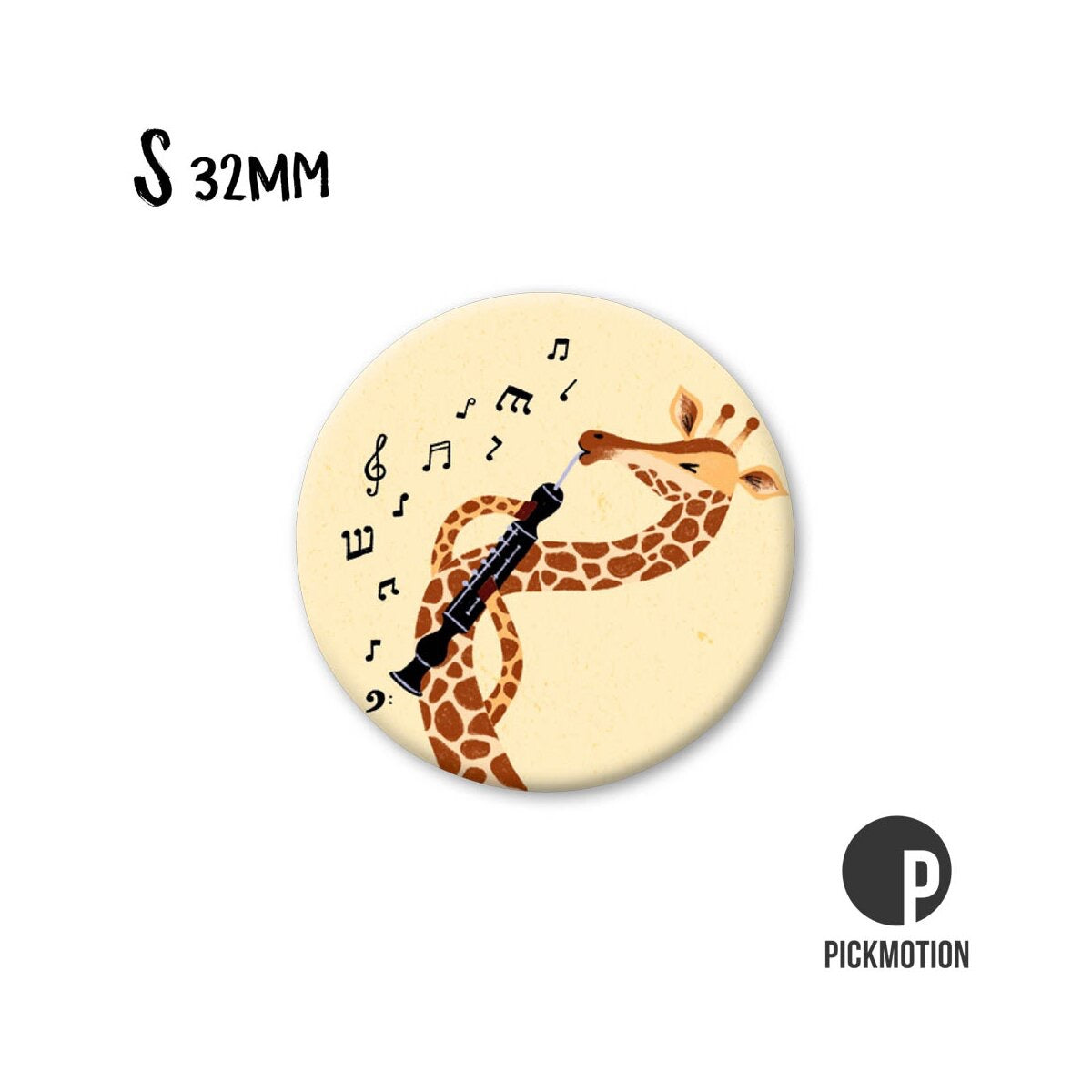 Magneet rond 32 mm "Giraffe Klarinet"