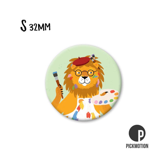 Magneet rond 32 mm "Kunstenaar Leeuw"
