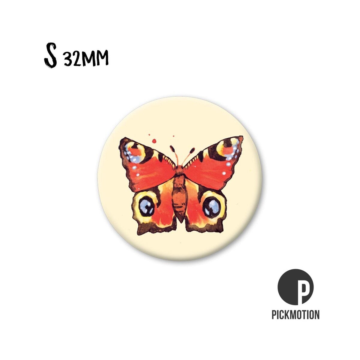 Magneet rond 32mm "Rode vlinder"
