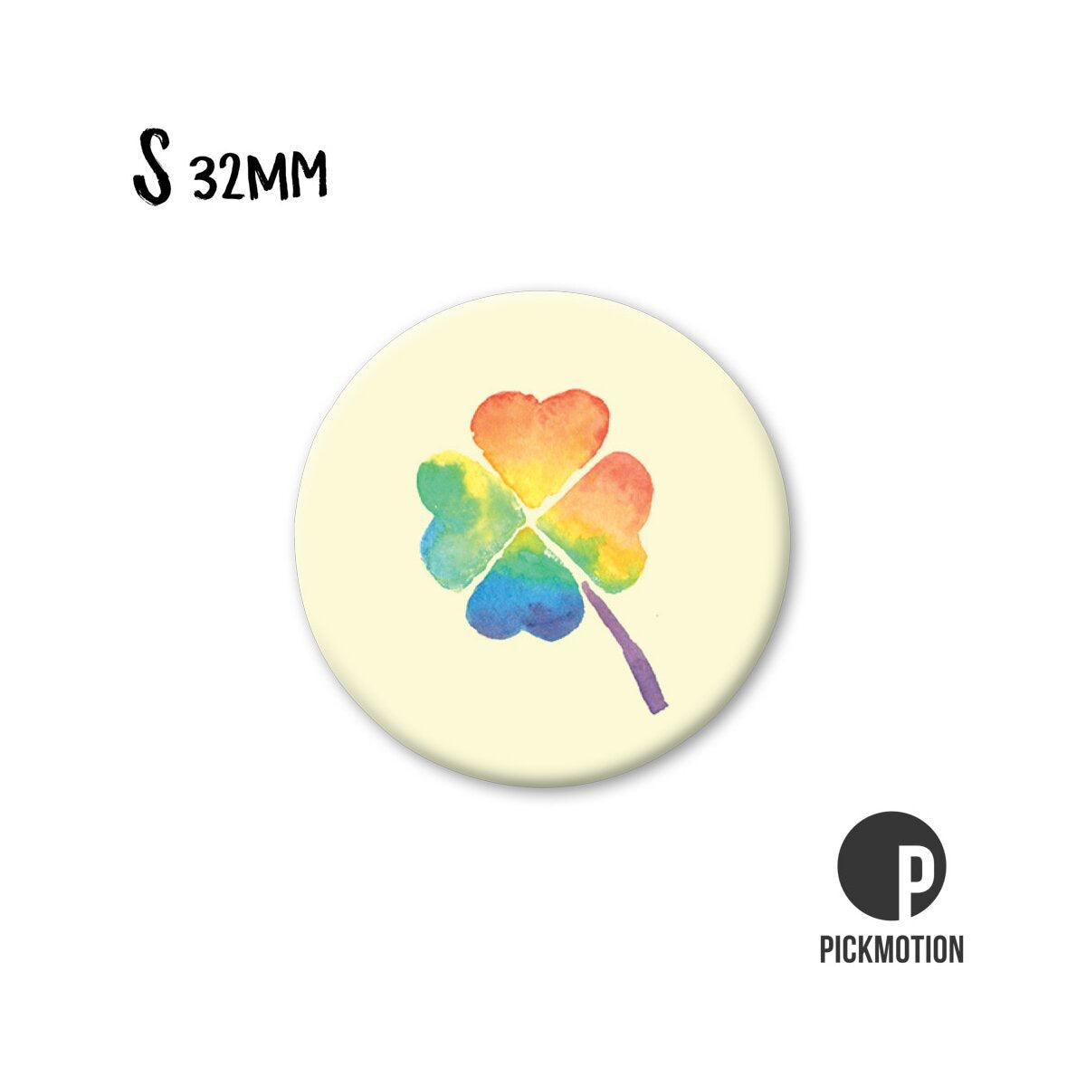 Magnet Round 32mm "Rainbow Clover"