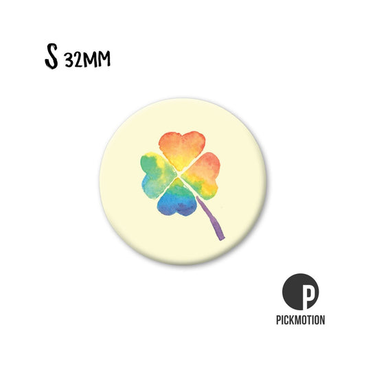 Magneet rond 32 mm "Regenboog Klaver"