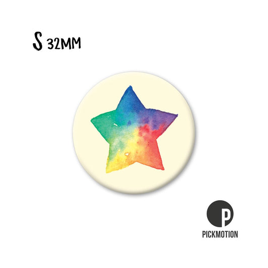 Magneet rond 32mm "Regenboog Ster"
